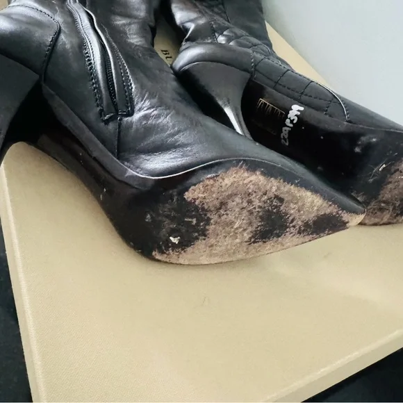 Burberry Quilted Black Leather Heeled Boots - sexy and smart designer boots - Picture 2 of 6